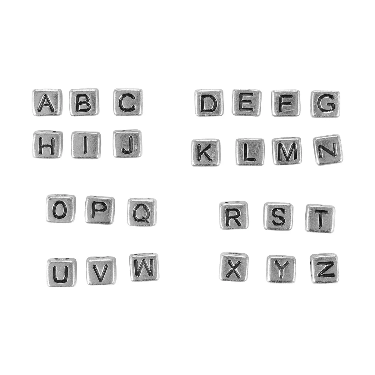 

300Pcs DIY Square Letter Beads Silver Acrylic for Bracelet Necklace DIY Creative Bead Accessories Handmade Crafts