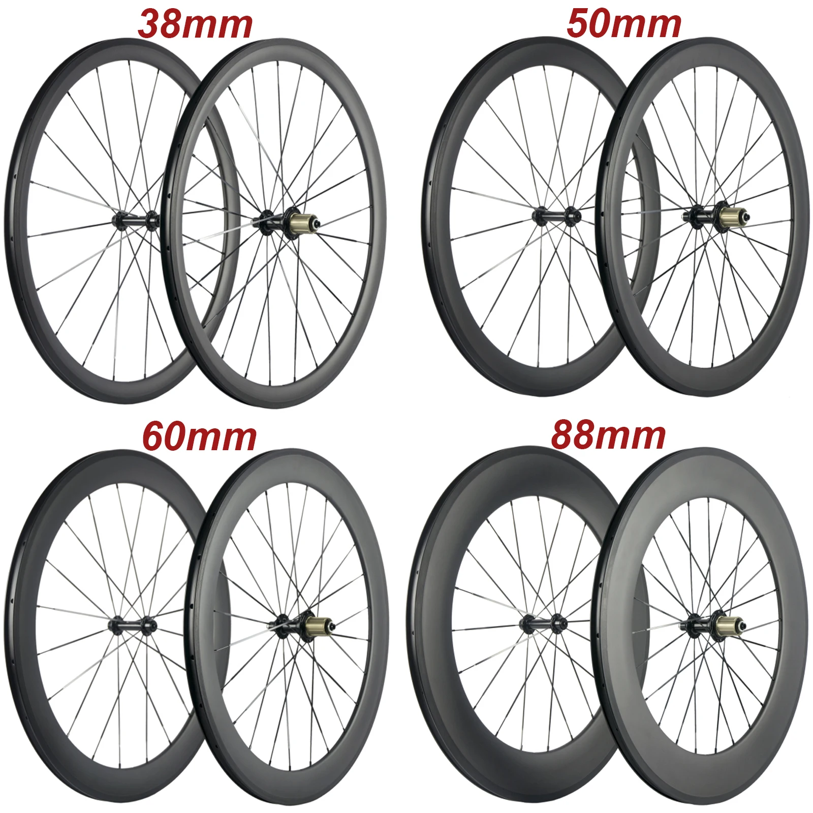 Super Light Carbon Road Bike Wheels Racing Wheelset 700C Options 38mm 50mm 60mm 88mm - Bicycle Wheels