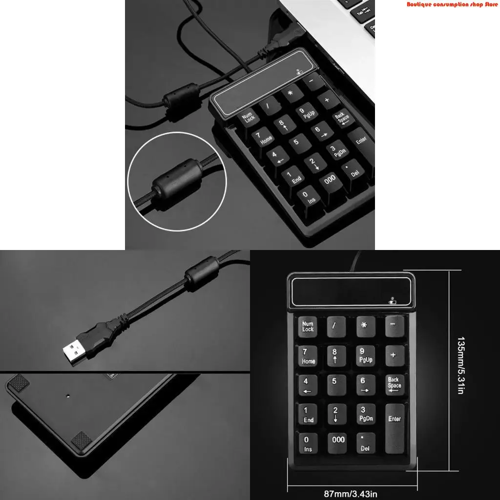 L9NA Number Pad Portable Mini USB 19 for Key Financial Accounting Numeric Keypa