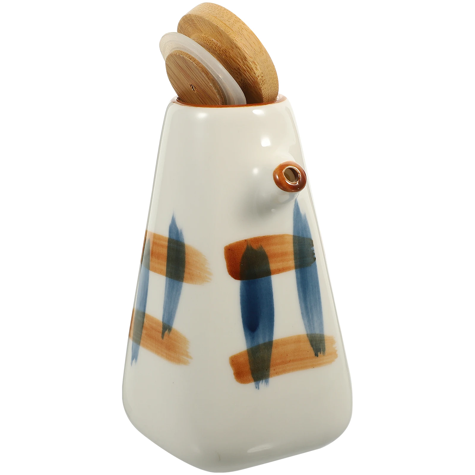 

Sauce Bottle Ceramic Soy Sauce Dispenser Oil Container Bamboo Kitchen Supplies Vinegar Jar Holder Pot Storage Tool