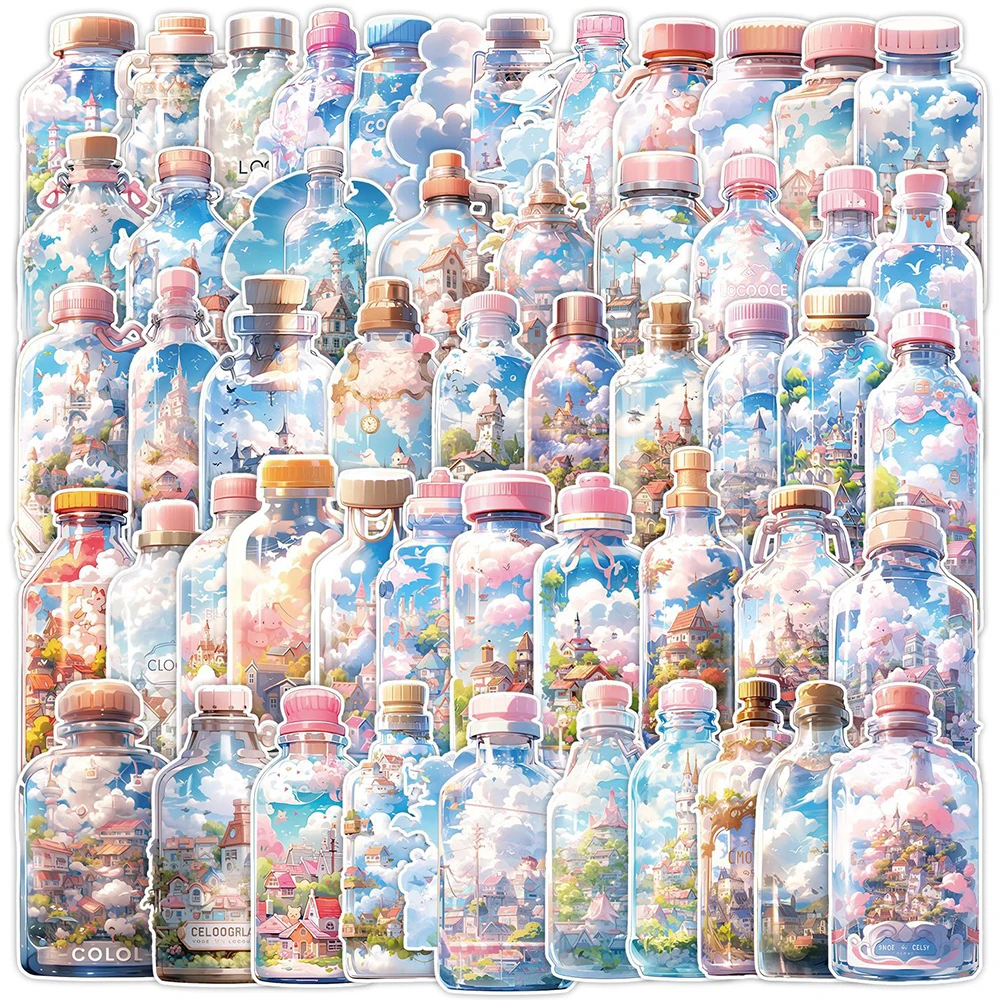10/30/50 stücke INS Stil Nette Flasche In Welt Cartoon Aufkleber Ästhetische Landschaft Aufkleber DIY Notebook Gitarre Gepäck Graffiti Aufkleber