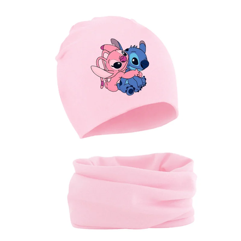 Disney sciarpe cappelli Set Lilo & Stitch Skullies berretti Cartoon Fashion Set di due pezzi berretti inverno caldo ragazzo ragazza regalo di natale