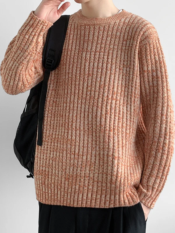 

Утепленный вязаный свитер мужской, из шерстяной ткани, повседневный, свободного кроя, осенне-зимний, новая модная модель, с круглым вырезом, с длинным рукавом