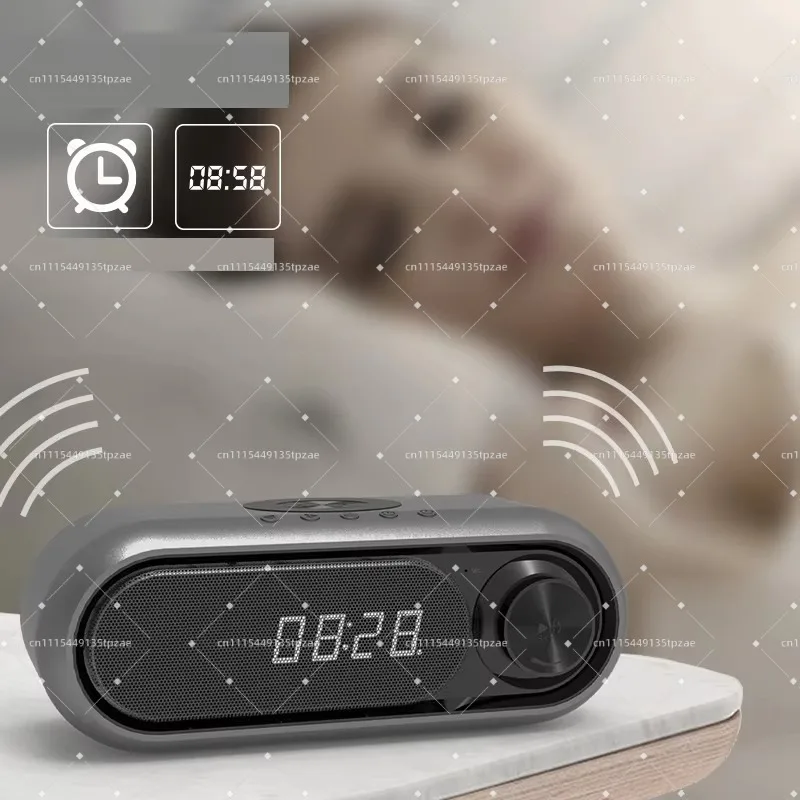Portable 15W Bluetooth Subwoofer Speaker, FM Radio, Music Player & Digital Alarm Clock for Home