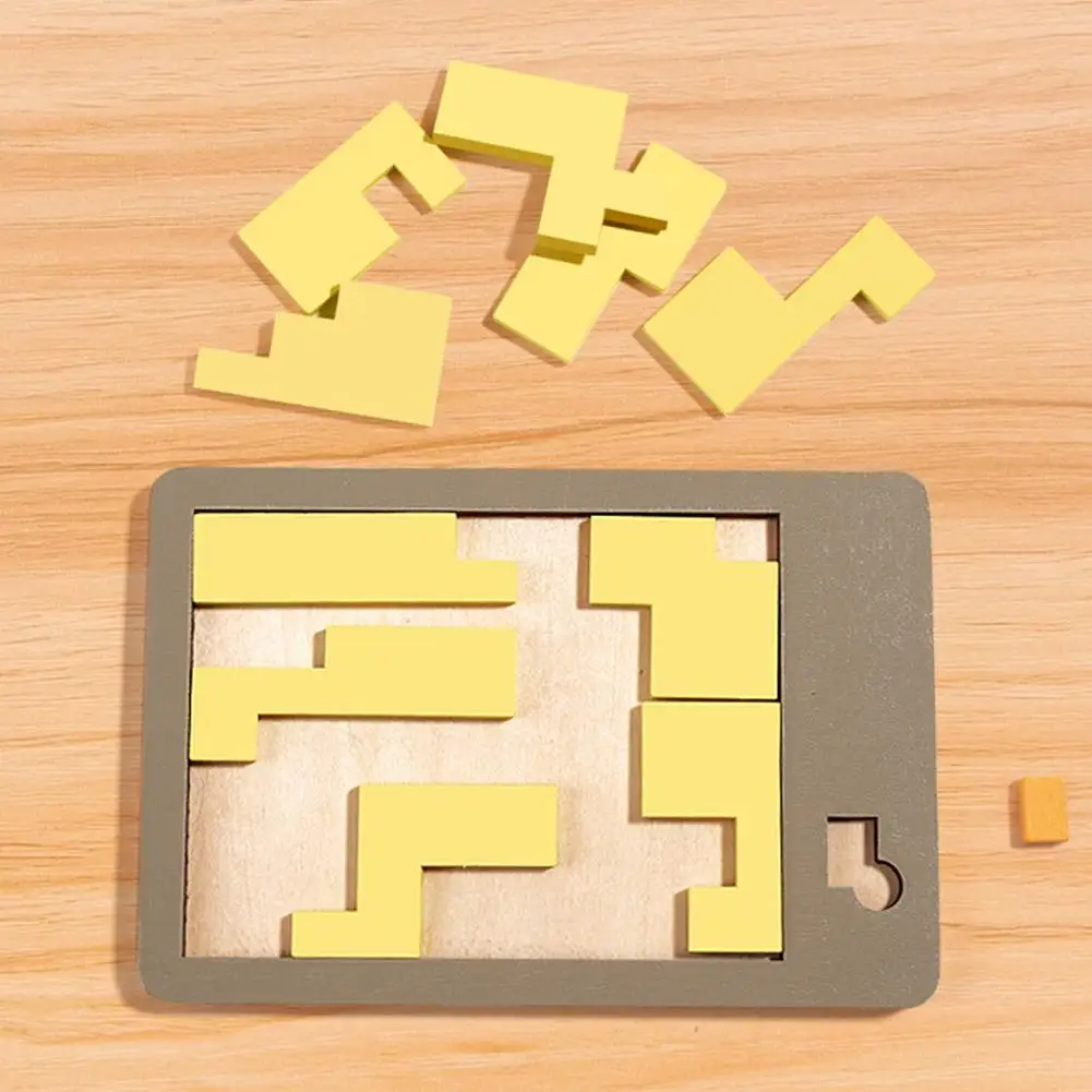 Wooden Geometric Puzzles Challenge Impossible Brain Burning Decompression IQ Mind Brain Teaser Jigsaw Sorting Games Toy