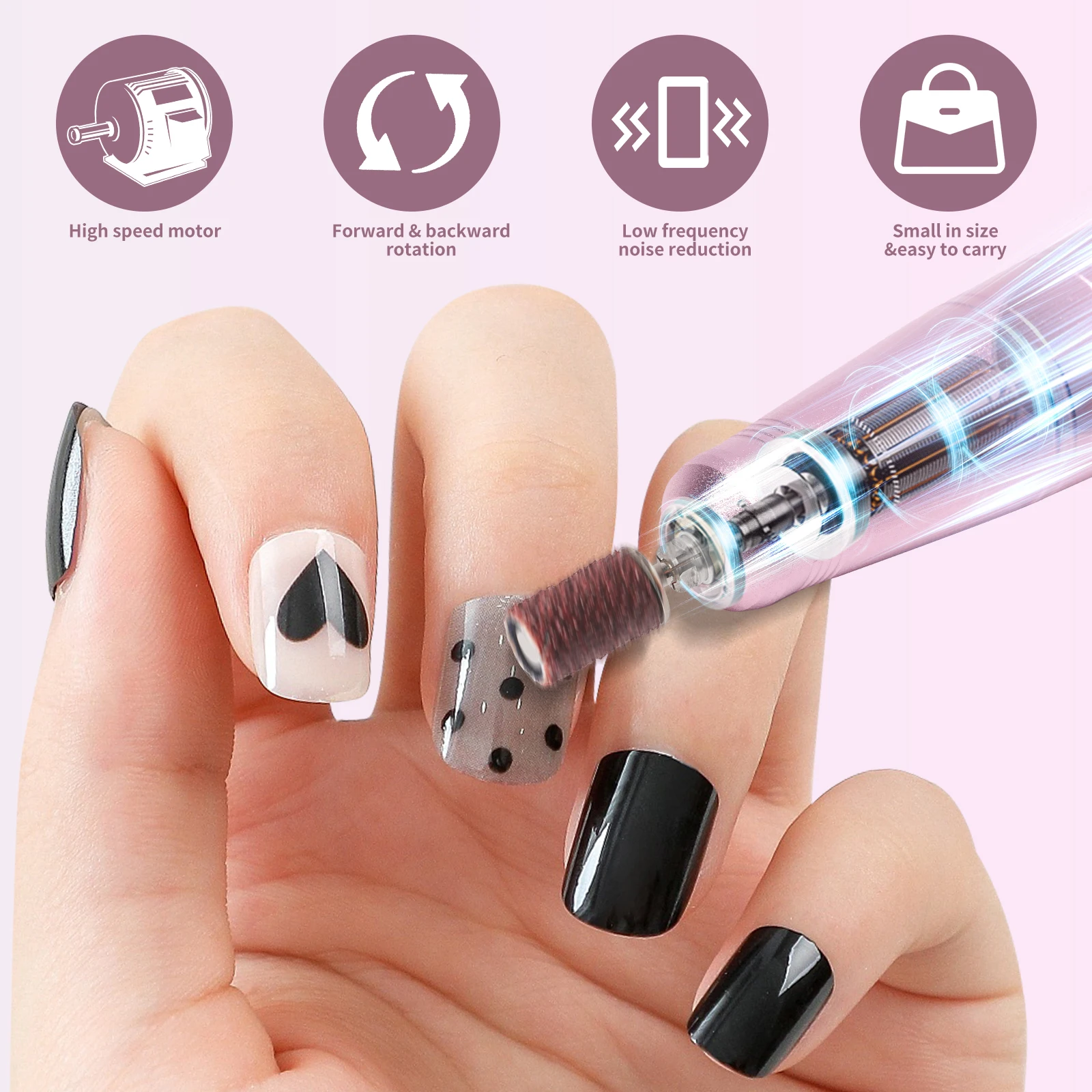 Professionele nagelboormachine USB nagelvijl polijstpen Oplaadbare nagelboormachine Draagbare manicure boor Salon gereedschap
