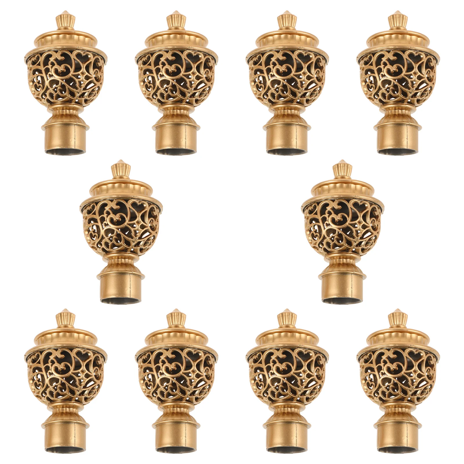 10 Pcs Curtain Rod Accessories Decorative Finials Plug Drapery Pole Head Decoration Golden Final