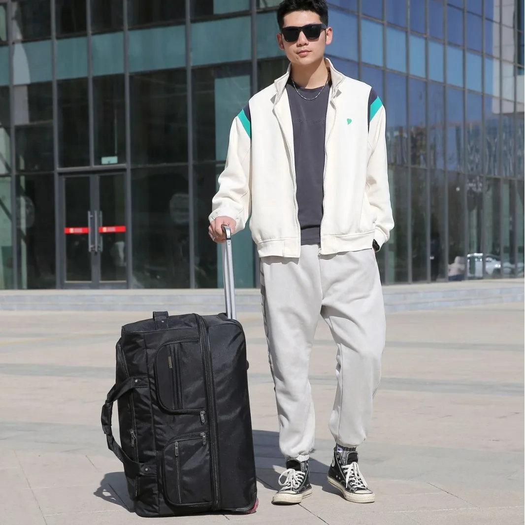 Men Travel Suitcase Trolley Bags Wheeled Bag Rolling Luggage Travel Handbag Totes With Wheels Large Capacity Oxford Waterproof