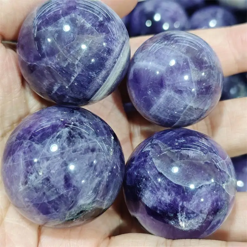 600G Natural Dream Amethyst Sphere Carving Gemstone Bulk Reiki Healing Fengshui Stone Home Decor Rocks 1PCS