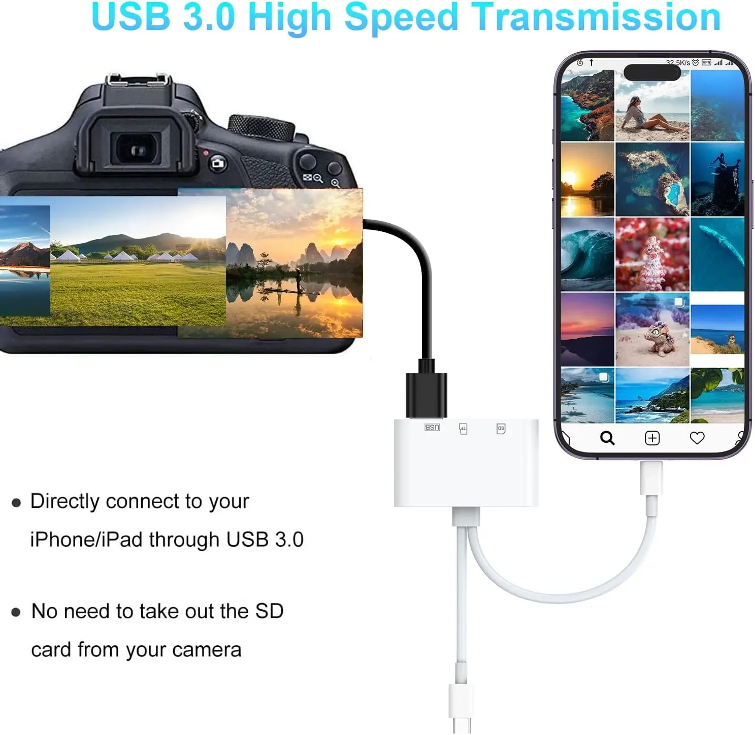 محول قارئ بطاقات 5 في 1 USB 3.0 من النوع C SD TF لهواتف iPhone iPad MacBook وكاميرات Samsung Android والأجهزة الأخرى التوصيل والتشغيل #5