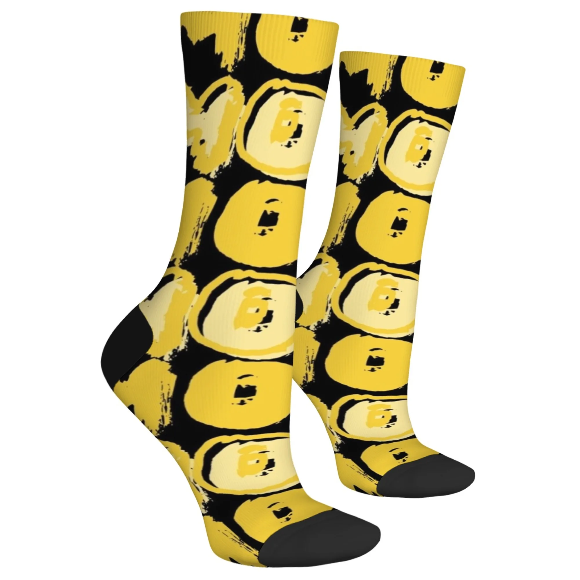 Kaus kaki pria bergambar seni abstrak modis nomor 6, kaus kaki crew hip-hop jalanan retro Harajuku yang baru, kaus kaki kasual yang nyaman