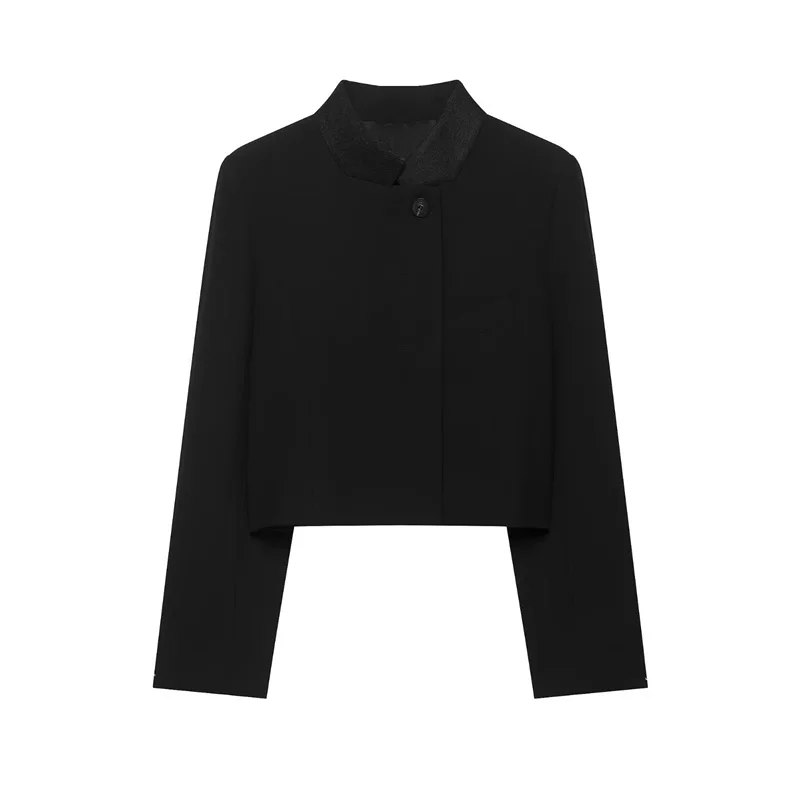 Guobioziy Women's Jacket 2026 Fall New Black Long-Sleeve High-End Minimalist Short Blazer Elegant and Stylish Socialite Style