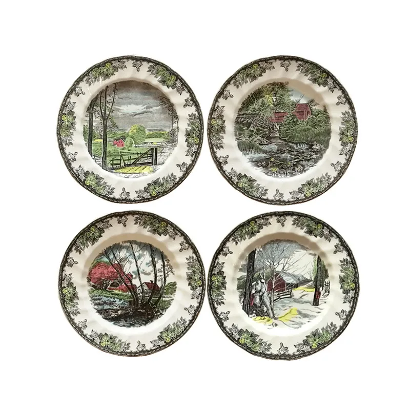 Bone China Tableware for Kitchen,Steak Plates,Staple Food Dishes,Dinnerware,Four Seasons Style, Wedding Gifts, New, 10.5 Inches