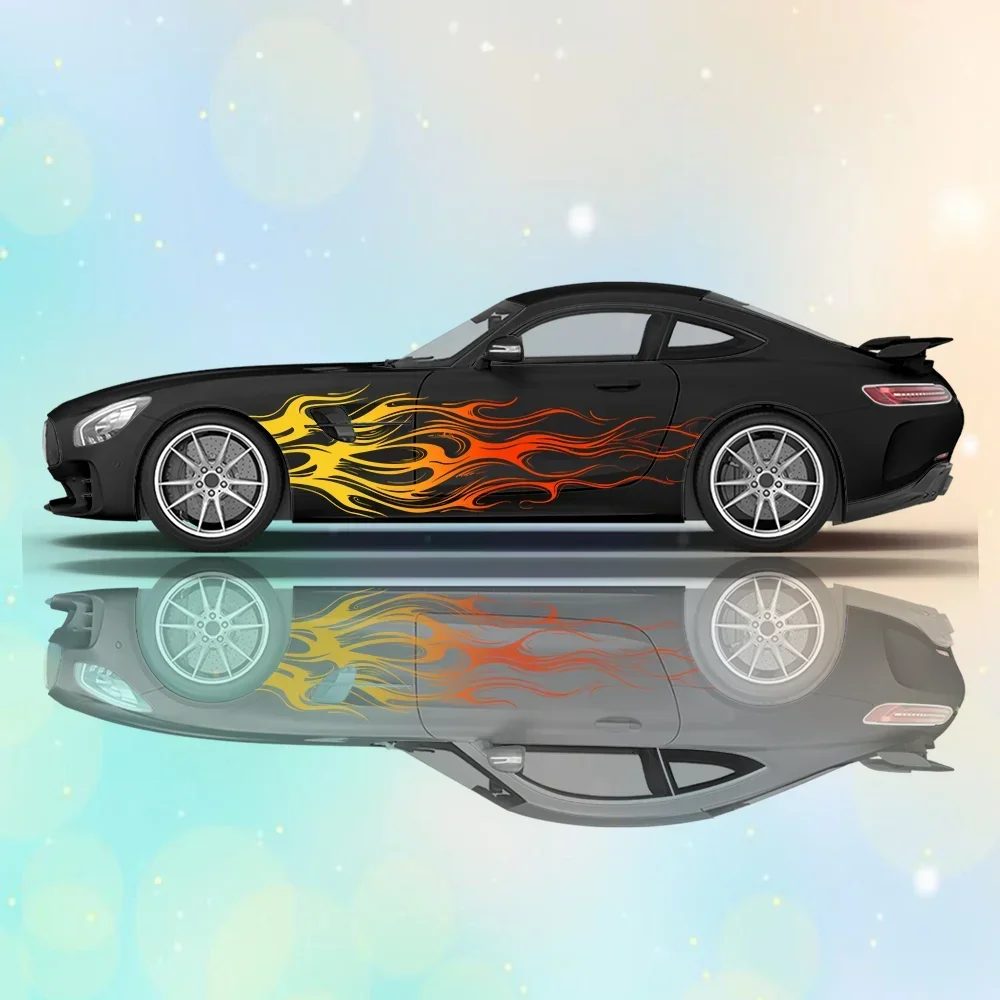 

Hot Flame Line Car Vinyl Wraps Decal Self-adhesive PVC Anti Scratch Sticker Suitable for Trucks SUV Decor Auto Accessories Gift
