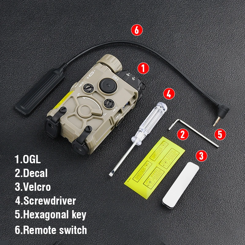 OGL Linterna táctica para arma - punto rojo, láser verde y azul, LED