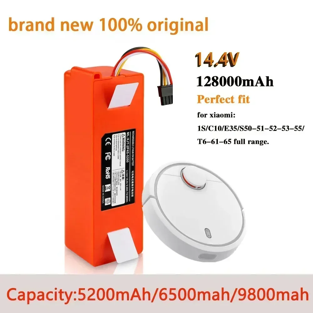 

High-Capacity12800mAh14.4V перезаряжаемая батарея IonConnector для пылесоса Xiaomi Roborock S50 S51 T4 T6 Mi, литиевая батарея