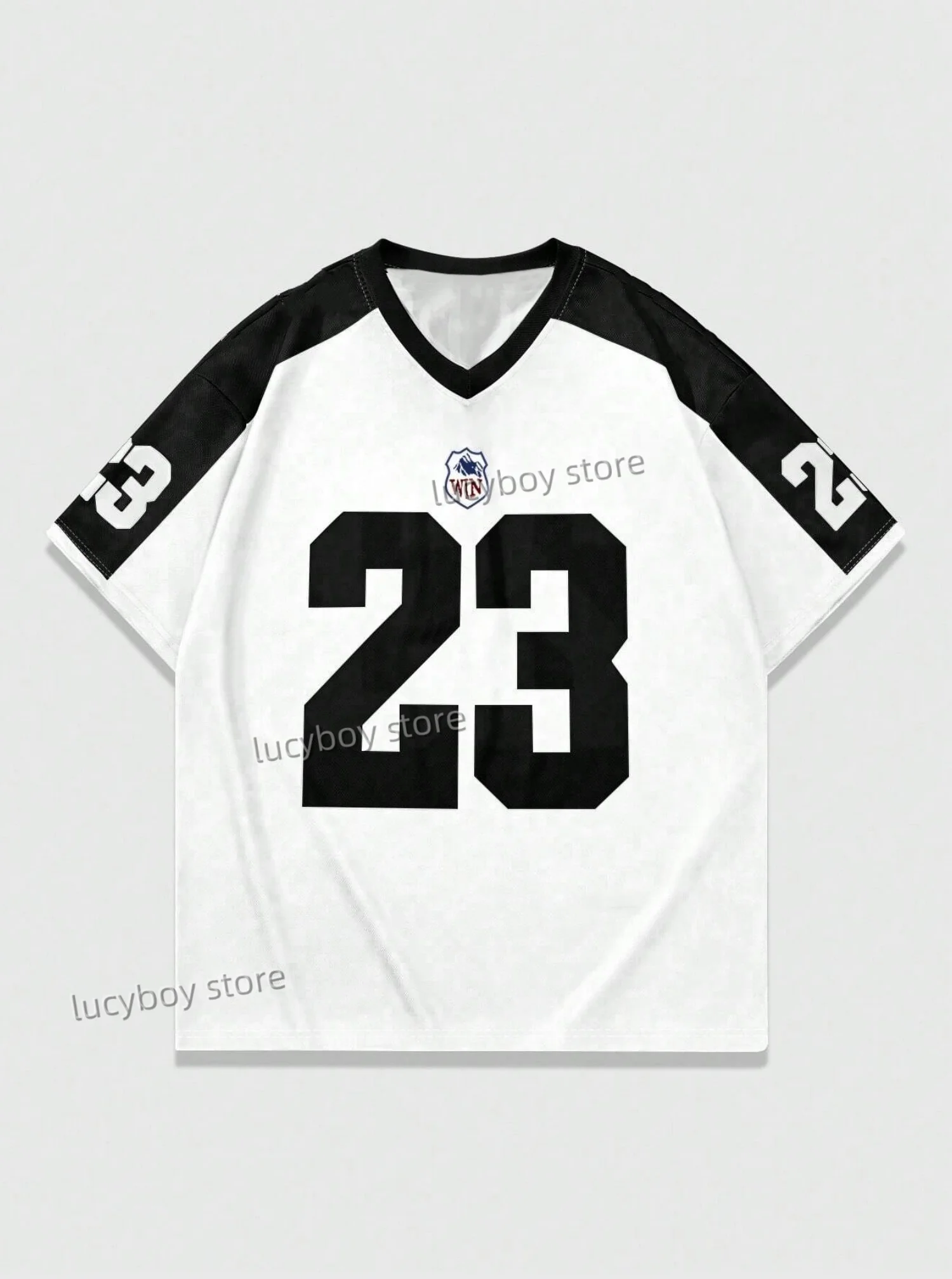 Mens 3D Number 23Printed Short Sleeve T Shirt Man V Neck Sportwear Brooklyn Racing Football Tee Vintage Casual Tops Men Clothes image 6