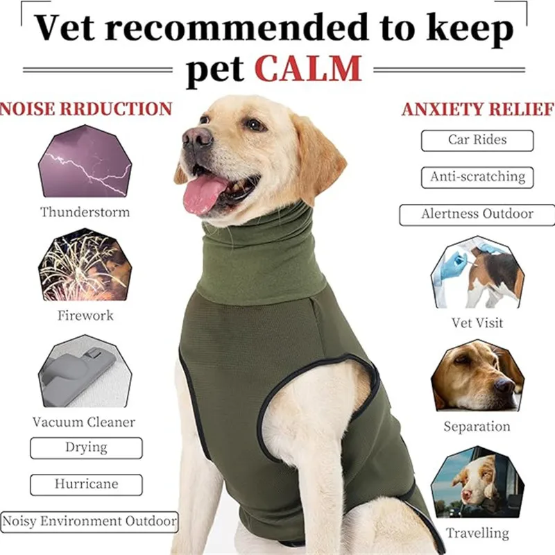 Soft Dog Anxiety Jacket,Breathable Shirt,Anti Anxiety Vest for Dog with High Collar,Pet Coat for Thunder，Fireworks andSeparation