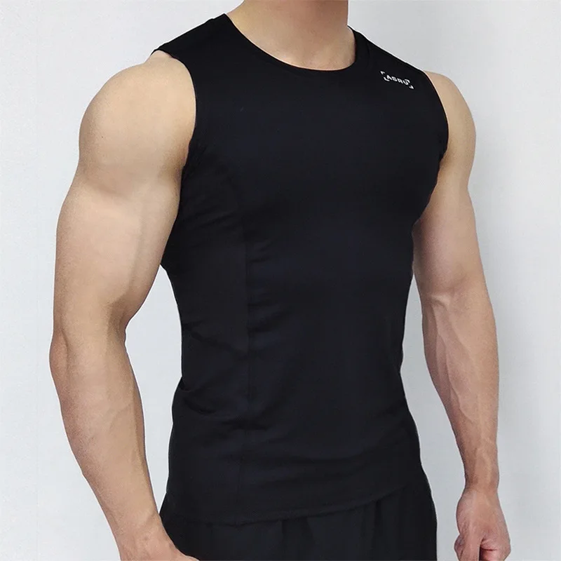 Men\'s Summer Compression Casual Tank Top Gym Fitness Quick Dry Bodybuilding Sleeveless Shirt Workout Clothing Sportswear Vest