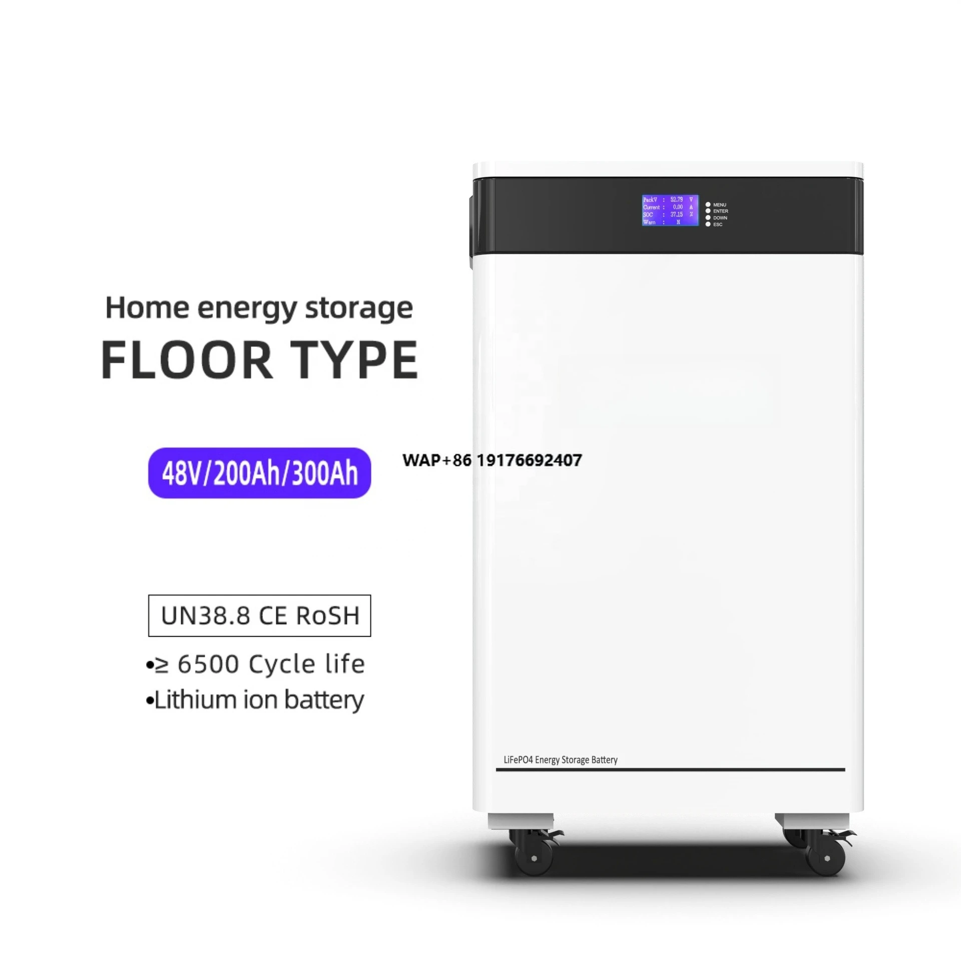 

48V 300Ah Lifepo4 Smart Lithium Ion Battery Pack 15kWh Energy Storage 300Ah Capacity Built-In BMS LFP Anode