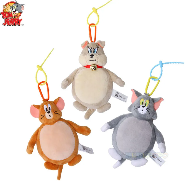 12 cm runder, flacher Tom- und Jerry-Plüsch-Schlüsselanhänger, Halloween-Weihnachtsdekoration, niedliches Stofftier