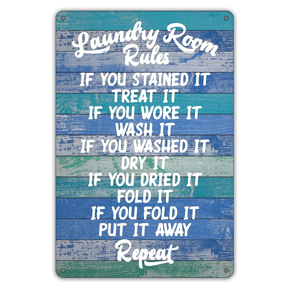 Laundry Room Rules Metal Tin Sign Wall Decor Rustic Farmhouse Laundry Sign for Home Decor Gifts(Blue)