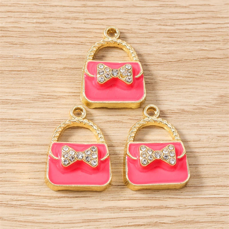 10 Stück süße Kristall-Bowknot-Charms, Emaille-Taschenanhänger, Anhänger für Schmuckherstellung, Halsketten, Ohrringe, Armbänder, DIY-Bastelbedarf – Detail 8