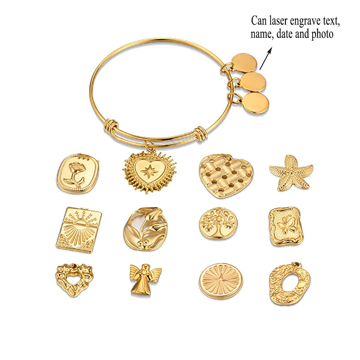 

Personalized Custom Pet Portrait Name Bracelet for Women Memorial Gold Color Jewelry with Fashion Pendant Gifts for Her