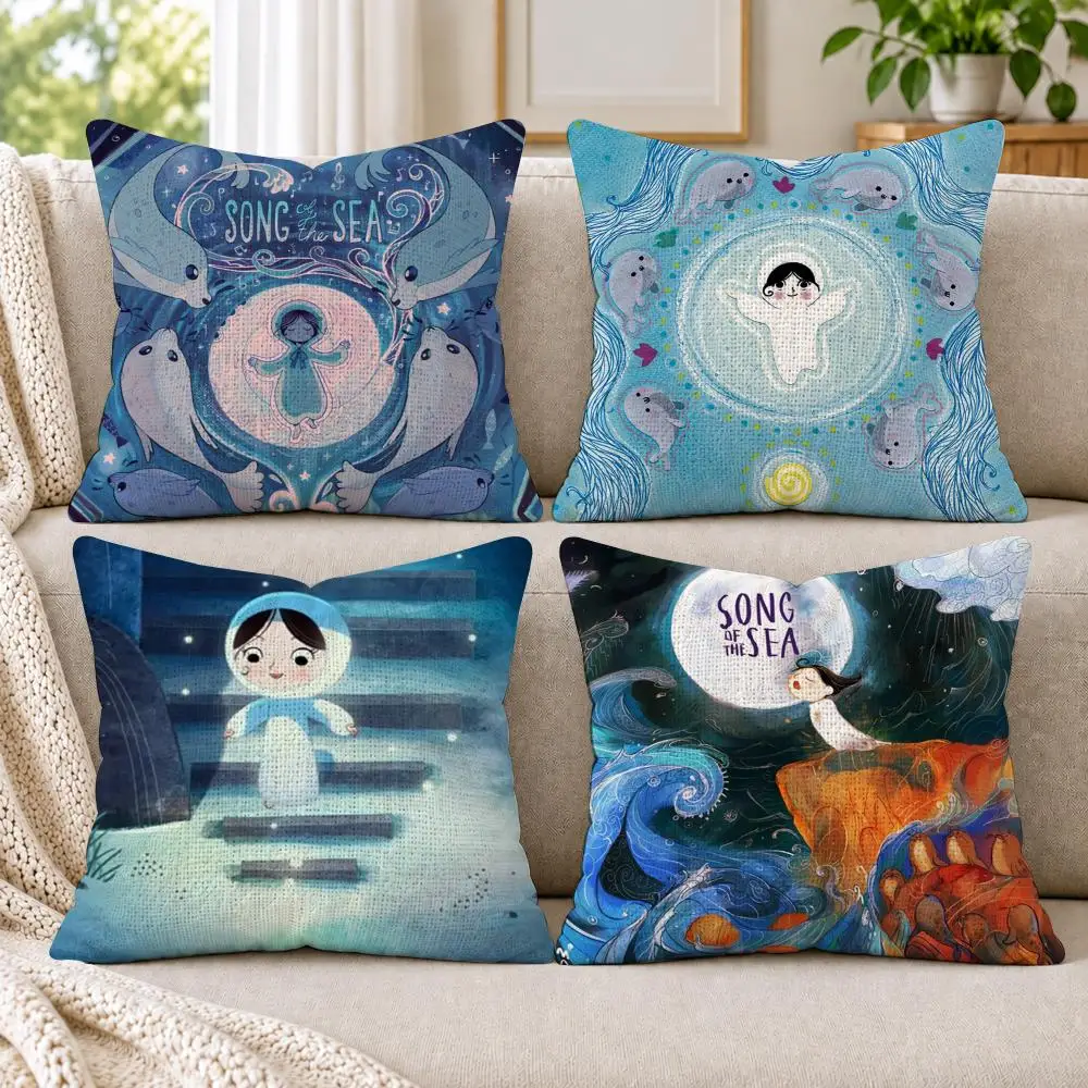 Ireland S-Song of the Sea Cushion Cover Linen Fabric Double-Sided Printing Sofa Living Room Throw Pillow Case Home Decor
