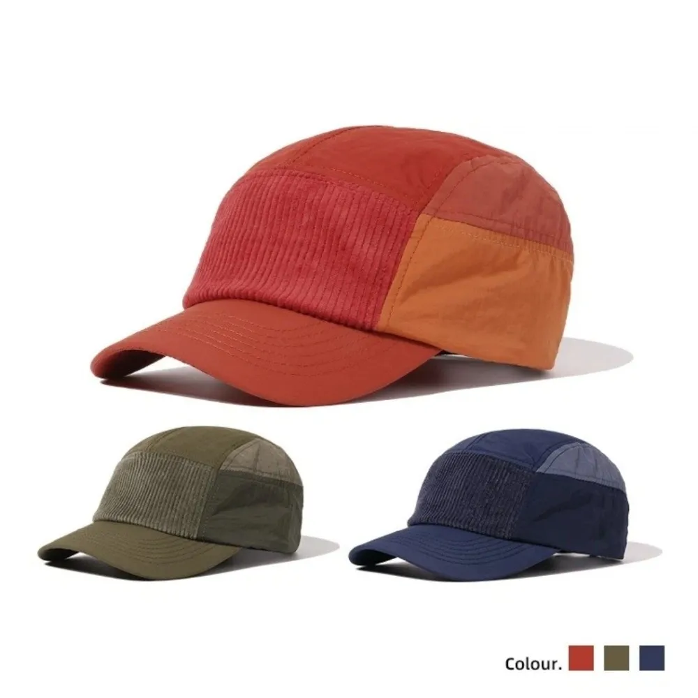 Outdoor Corduroy Sports Beanie Hat Japanese Style 5Panel Quick-Drying Cap Multi-Color Short Brim Cap For Men Women