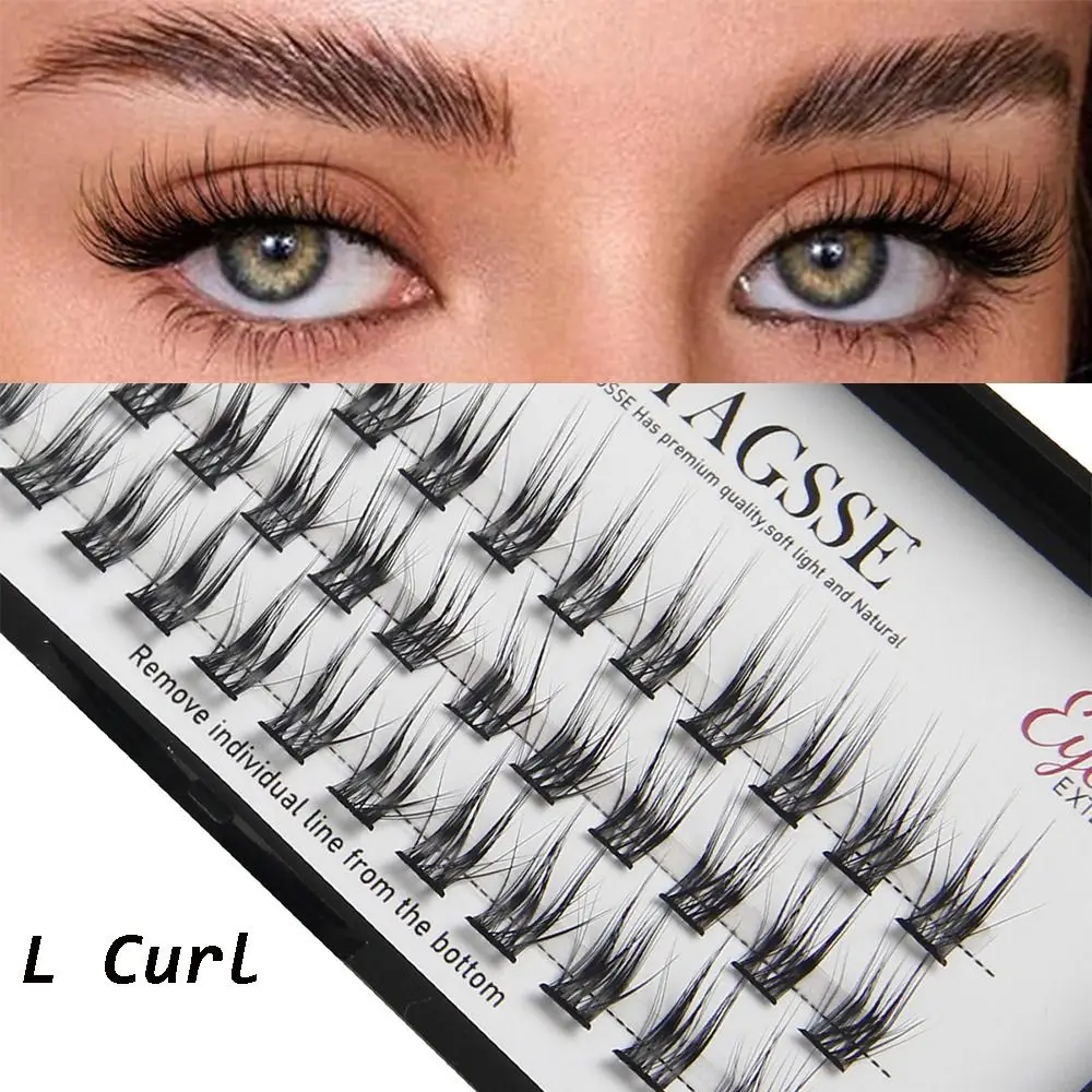 Cils individuels courbés en L, aspect naturel, cils en grappe effilés, sans cruauté, application rapide, faux cils, extension de cils DIY