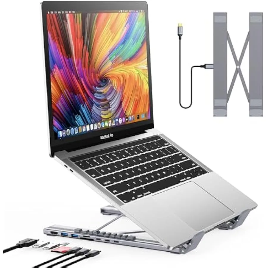 

Док-станция для ноутбука USB C Подставка для док-станции USB C Подставка для планшета 8 в 1 USB C-концентратор с 4K HDMI 2 USB 3.0 PD 100 Вт Универсальная док-станция Stati
