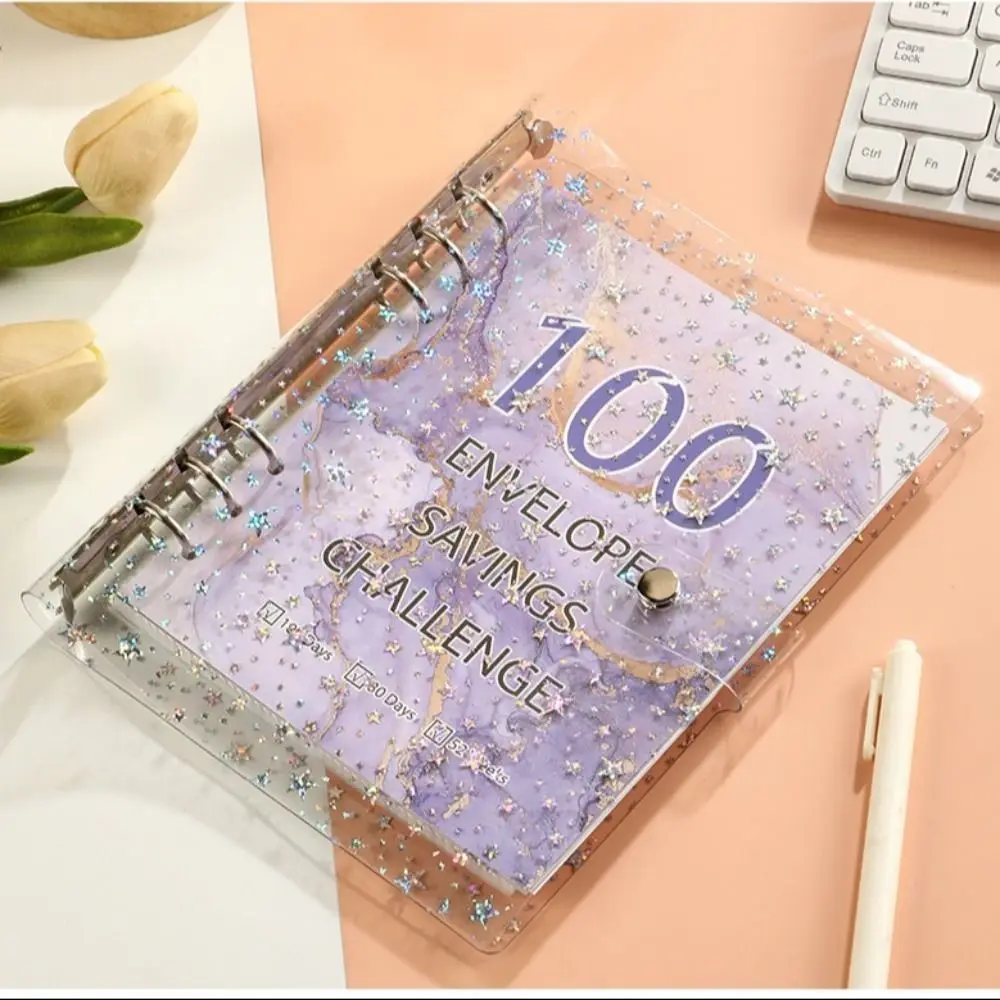 

Save Money 100 Envelopes Money Saving Challenge Large Capacity Waterproof Savings Binder Portable Shining