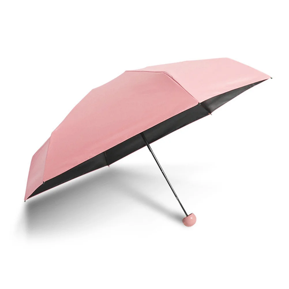 

Compact Mini Sun Umbrella Pink Capsule Case 5 Folding Antiuv Durable Lightweight 210t Fabric Windproof Portable