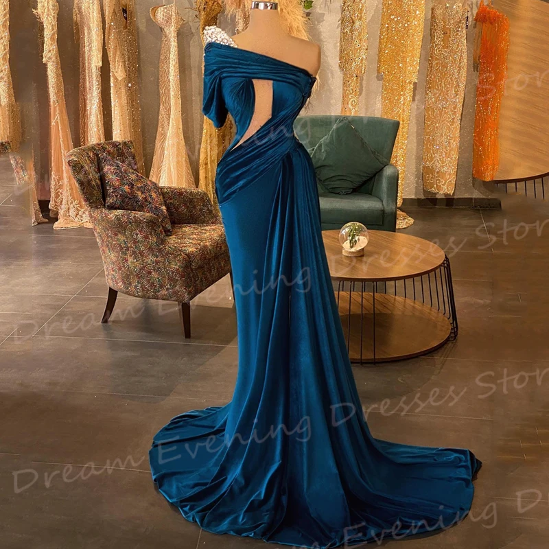 

New Fashionable Mermaid Beautiful Women's Evening Dresses Classic One Shoulder Pleated Prom Gowns Formal Occasion فساتين سهرات