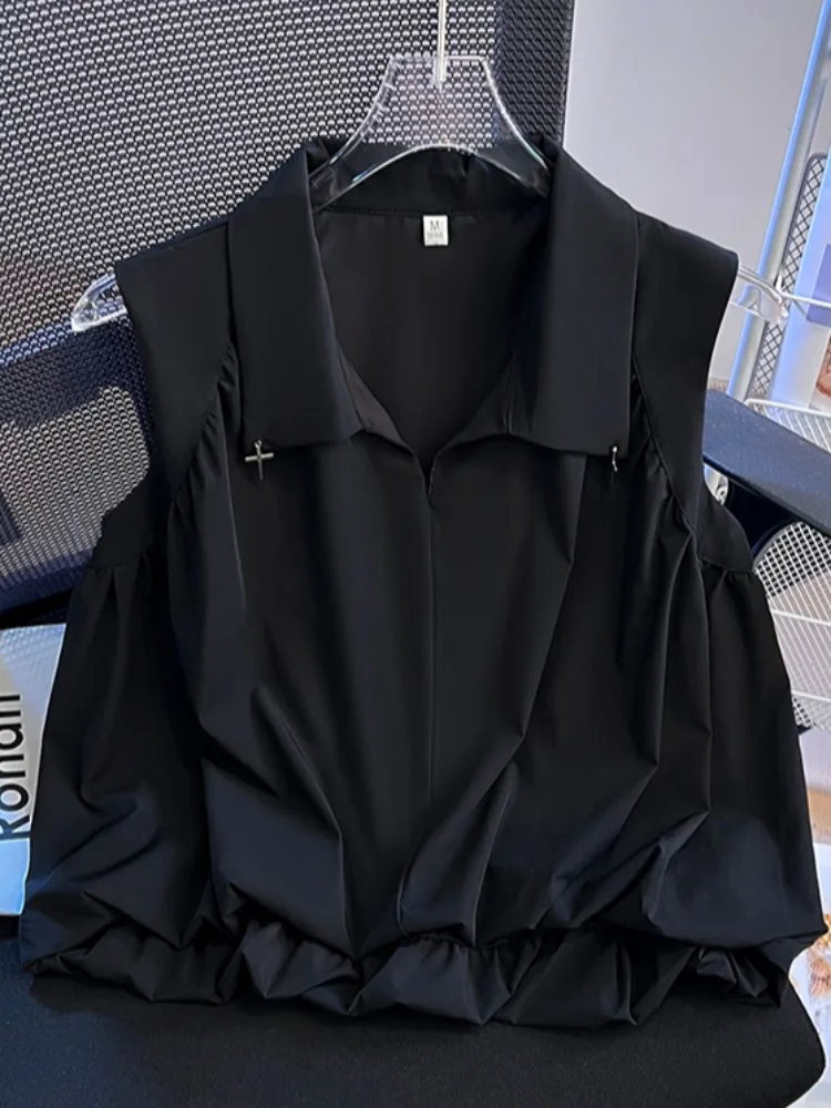 الصيف ort Svel طوق المرأة irt الكورية Sle فضفاضة تناسب الأزهار تصميم القطن مزيج الألياف المرنة عارضة أعلى #2