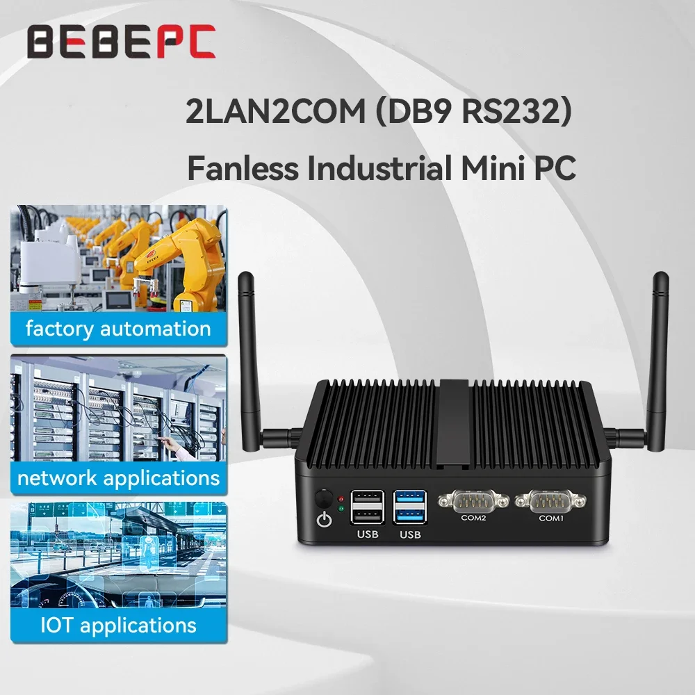 BEBEPC Fanless Mini PC i5-4200U Support WiFi Linux Computer for  Industrial with 2xGigabit LAN 2xRS232 1xHDMI Windows10Pro Ready