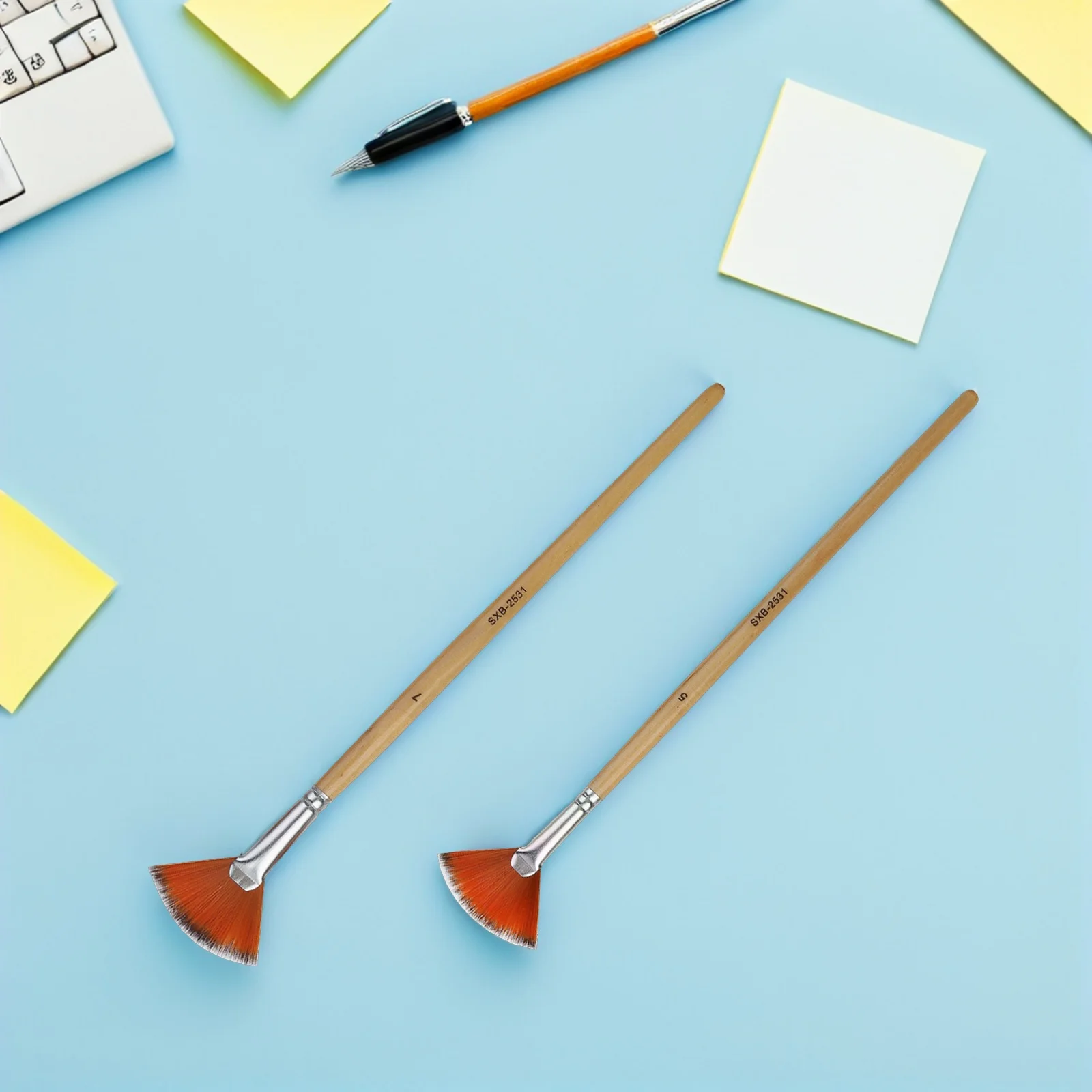 

10pcs Fan Painting Brush Nylon Hair Painting Brush For Artists Students Beginners Wood Handle Fan Paint Tools For Modelling