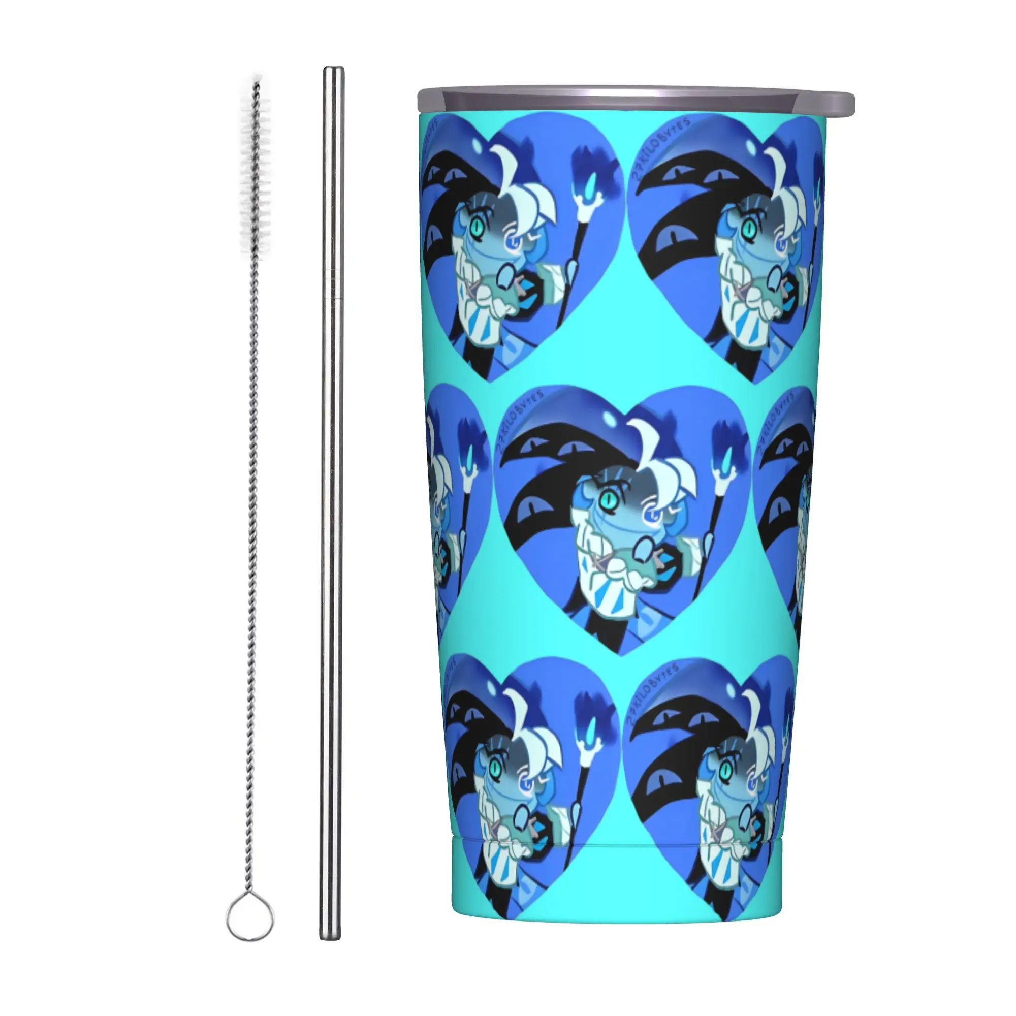 Shadows Milk Cookiee Run Kingdom  Insulated Tumbler with Straws Anime Stainless Steel Thermal Mug Office Home Bottle Cups, 20oz