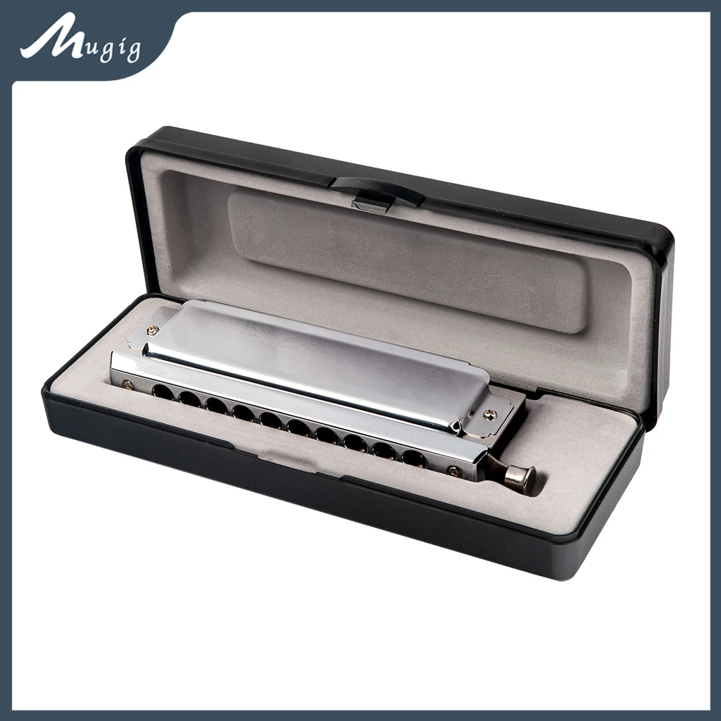 

Mugig Swan 10 Hole 40 Tone C Key Chromatic Harmonica Precision Engineered Sliding Stainless Steel Diacritical Keys For Beginners