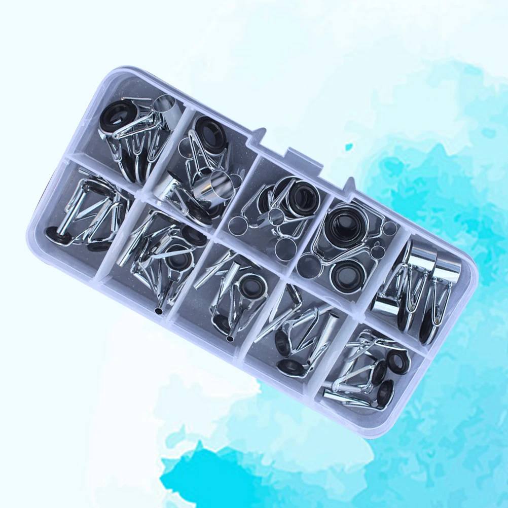 

36 Pcs Fishing Rod Tips Repair Kit Fishing Rod Guides Stainless Steel Freshwater Saltwater Rod Guides