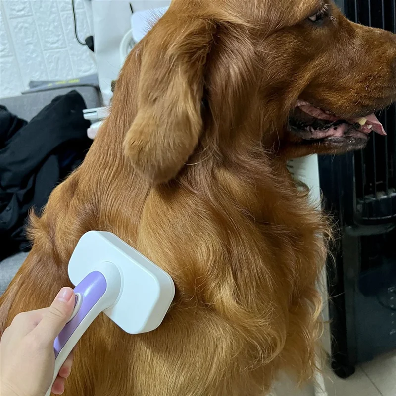 Pet Self Cleaning Slicker Brush For Shedding & Grooming Long Short Haired Dogs, Cats Retractable Brush