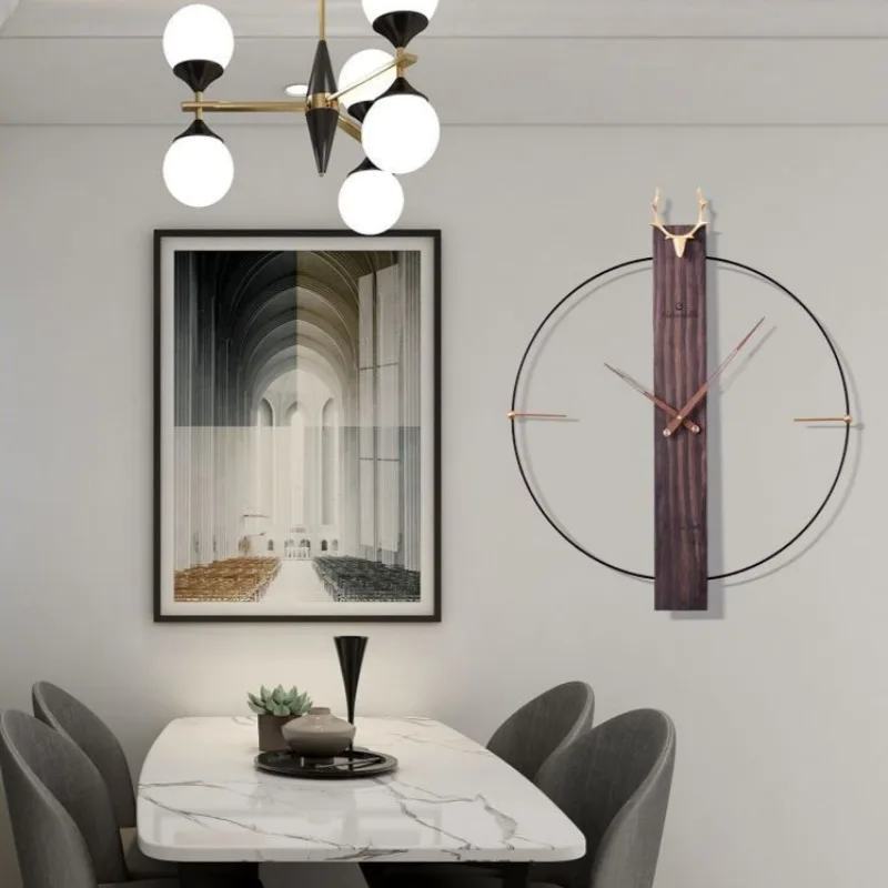 

Wooden Luxurious Large Wall Clock Living Room Clock Simple Design Wall Watch Noiseless Modern Home Decoration Ornaments