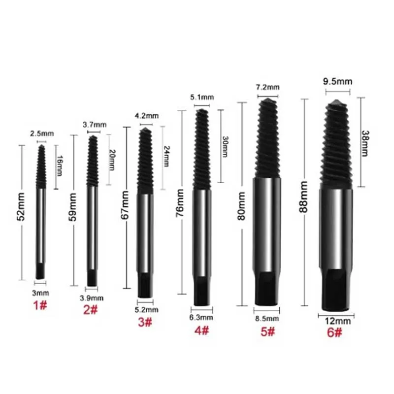 5PCS/6PCS Set di punte da trapano estrattore per cacciavite danneggiato rotto Punte da trapano centrali per viti a doppio lato in acciaio al carbonio
