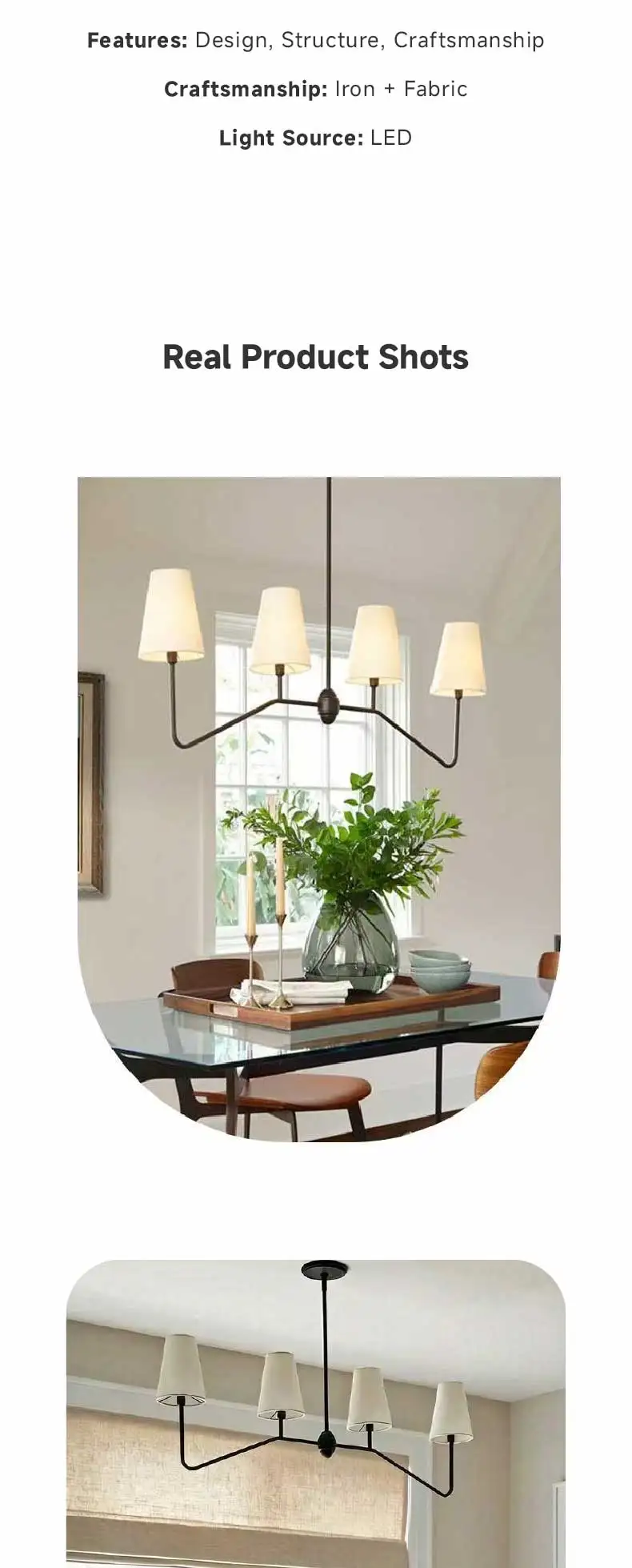 American Retro Fabric Chandelier E14 Industrial Metal