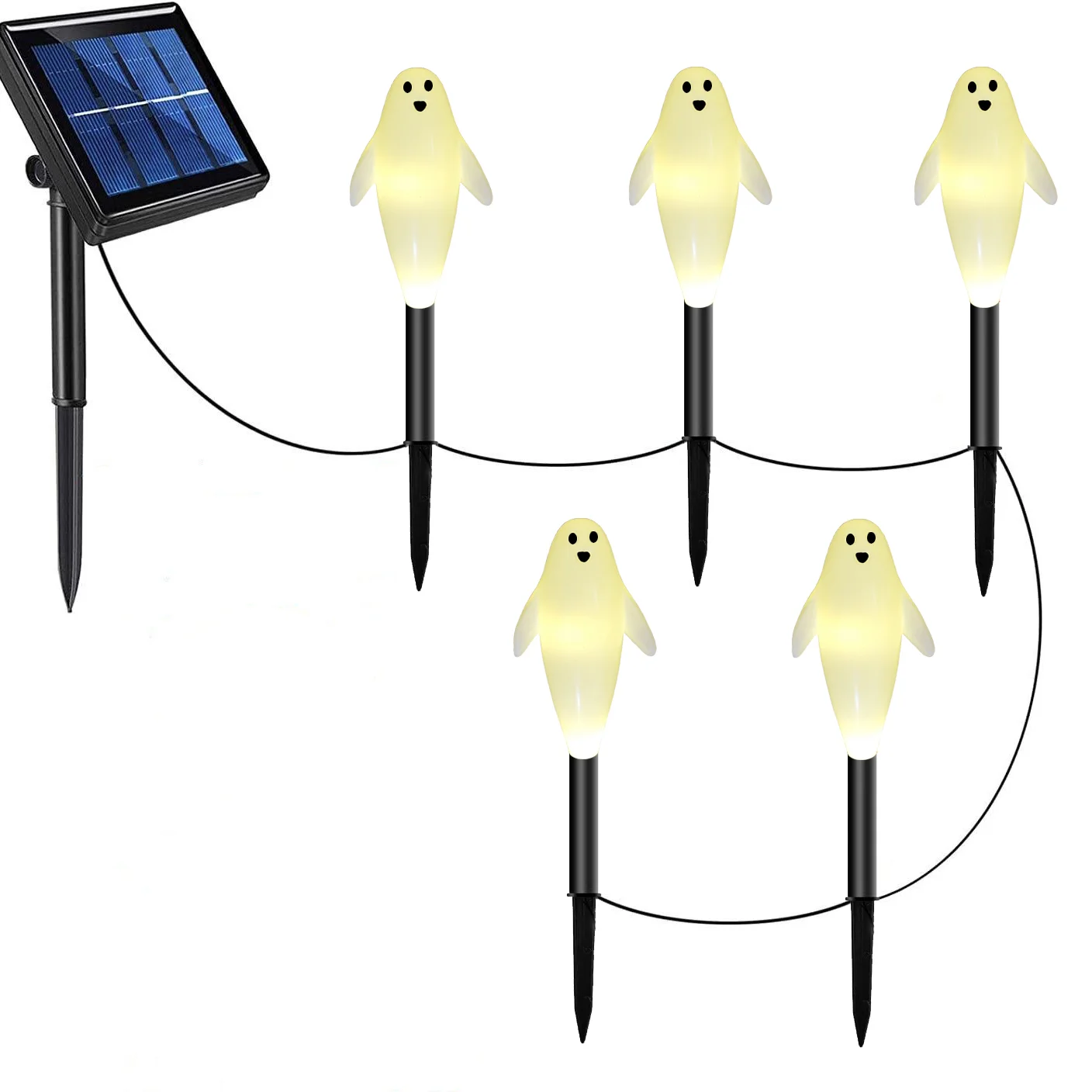 

5pcs Halloween Decorations Lawn Light Solar Stake Lights LED White Ghost Light Decorative Solar Operated Stake String Lights 530