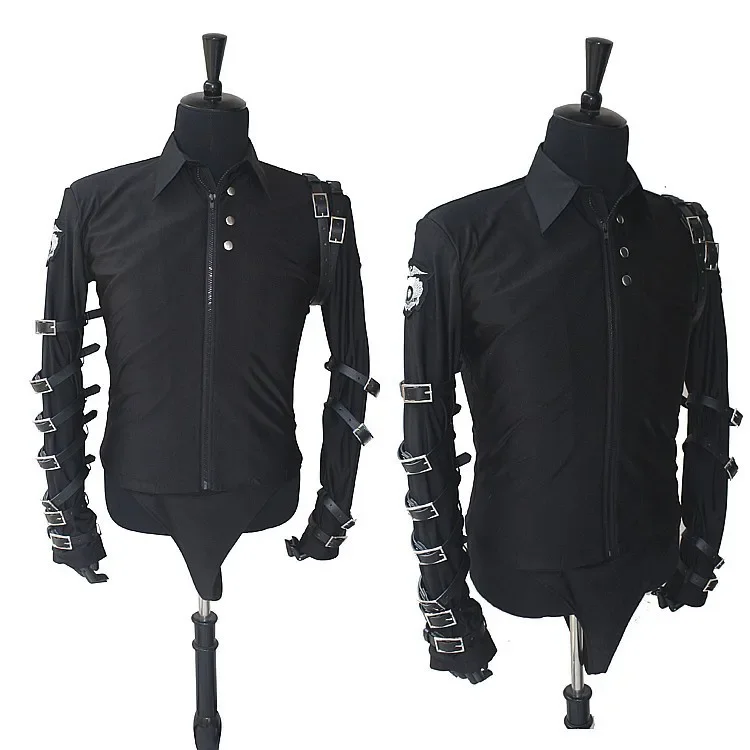Rare Cosplay Michael Jackson BAD Tour Bule Bodysuit Skinny Jacket Punk Style Heavy Metal Music Ultimate Collection
