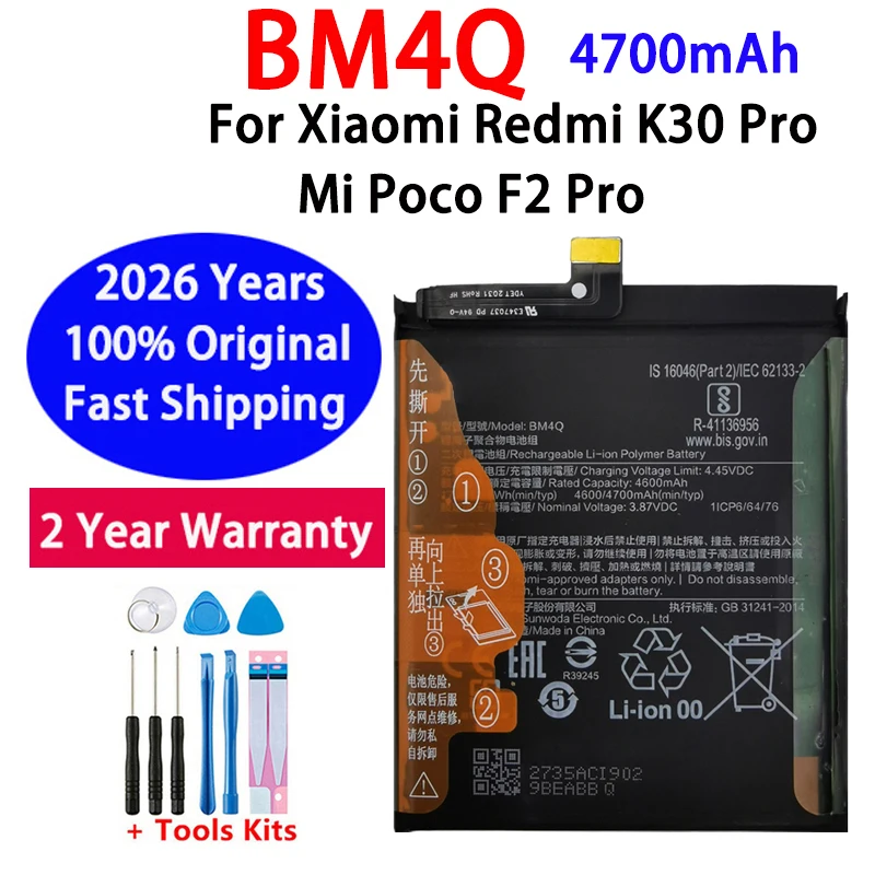 Original Battery For Xiaomi POCO Redmi Note Mi M2 F3 X3 3 M3 K40 X4 M4 X5 7 8 8T 9 9T 9S 10 10S 10X 11 11i 11T 12 12T 5G GT Pro
