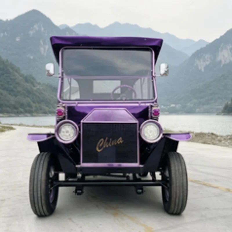Classic Lithium Battery Wedding Antique Nostalgic Classic Car For Resort Hotel Reception Tempered Glass With Windshield Wipers
