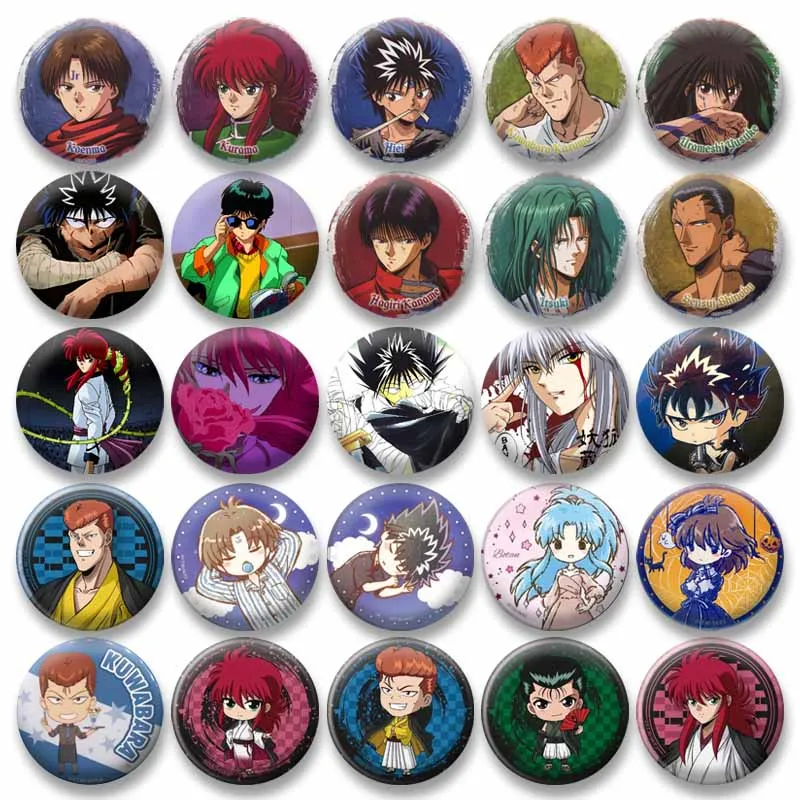 YuYu Hakusho Anime Chibi Coin Badges Yusuke Urameshi Youko Kurama Cartoon Brooch Backpack Lapel Pin Props Accessories Xmas Gifts